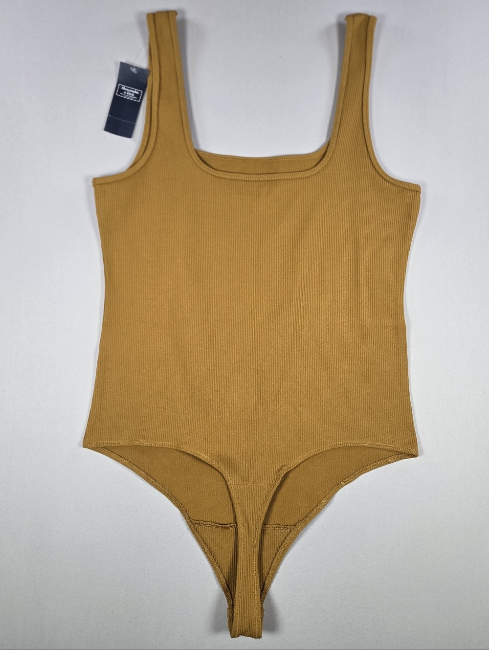 NWT Abercrombie & Fitch Soft A&F Ribbed Tank Bodysuit Mustard Yellow Size Large